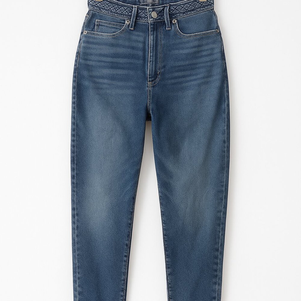 Abercrombie Braided Belt Curve Love Skinny Blue Jeans Size 27 Denim